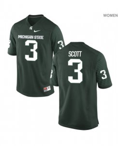 Women's Michigan State Spartans NCAA #3 LJ Scott Green Authentic Nike Stitched College Football Jersey JW32I14GI